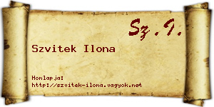 Szvitek Ilona névjegykártya